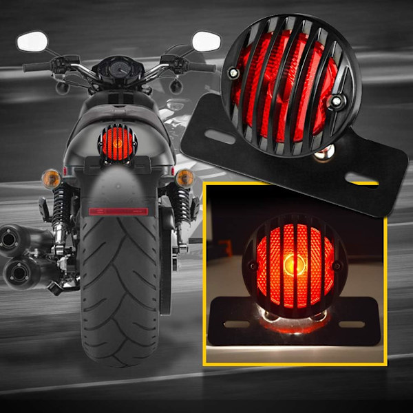 ##/Rundt sort metal baglygte til mountainbikes og motorcykler, baglygte,##/-XM4-