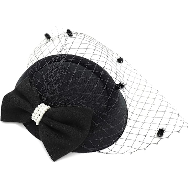 Hatt med roset til kvinder, Pillbox-model, Bryllup, Te-selskab-FA-