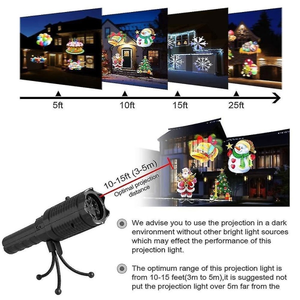 Jul 12 Slides Led Projektori Taskulamppu Puutarha Maisema Sisä-/Ulkokäyttöön Xmas Party Lamppu Valo