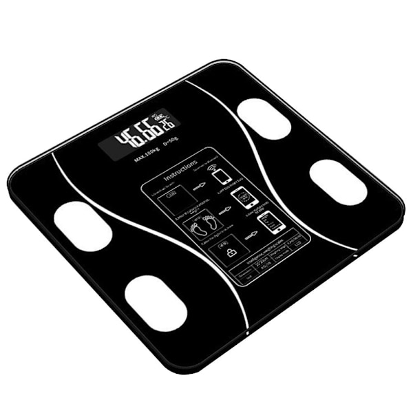 Digital Badevægt Kropsfedt BMI Monitor SORT Black