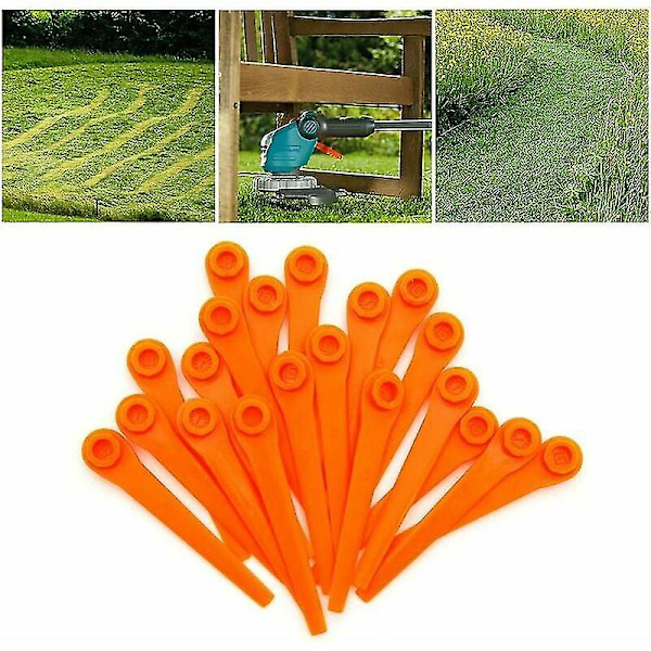 100-pack plastutbytesblad för Gardena 9823 9825 9820 9821 Strimmerblad 70mm Orange  (FMY)