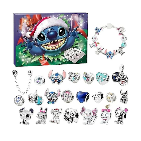 Anime Disney Lilo & Stitch Legering Charm Tilbehør Julekalender Armbånd Halsk Ornamenter DIY Smykker Nedtællingskalender-Y3