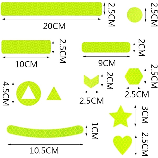 Reflekterande klistermärken, 41 delar självhäftande reflexdekaler set reflexdekaler set