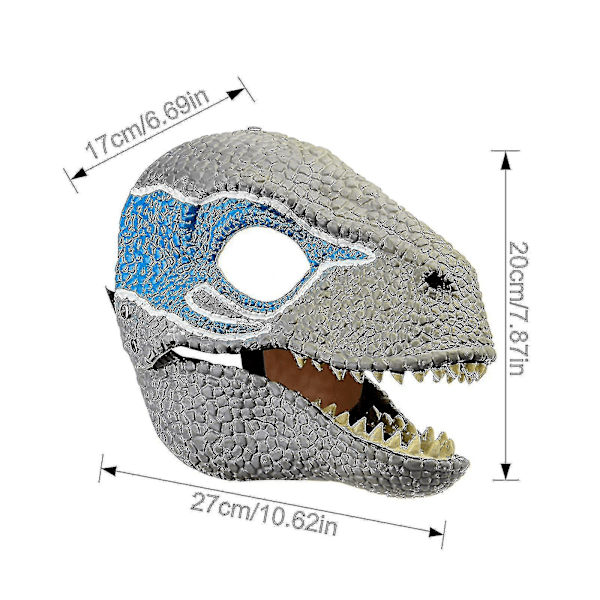 Dinosaur Maske Hovedbeklædning, Jurassic World Dinosaur Legetøj med Åbning Bevægelig Kæbe, Velociraptor Maske & Tyrannosaurus Rex Maske Bundle Blue