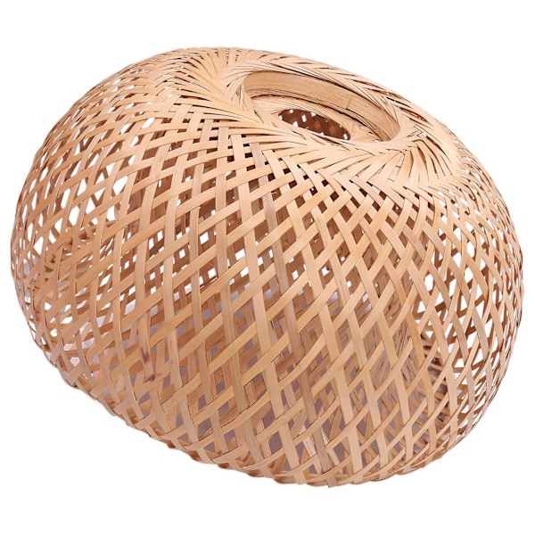 Handvävd bambu rotting lampskärm, dubbelskiktad bambu kupol lampskärm, asiatisk rustik japansk stil