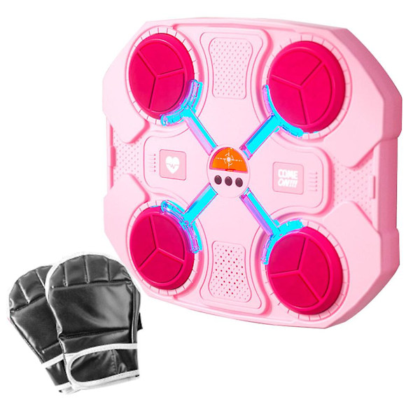 Musikboxningsmaskin för barn 2024 med handskar, Bluetooth Smart Boxningsträning Väggmål Punching Pads för barns födelsedag julgåva Rosa Pink Ordinary Style