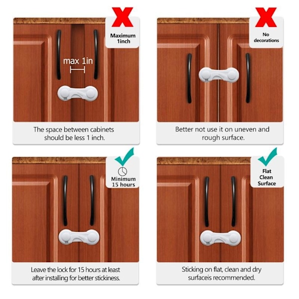 3-PACK Skåplås Barnlås med Stark Tejp white