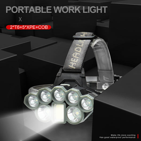 50000LM USB LED-strålkastare, uppladdningsbar 18650
