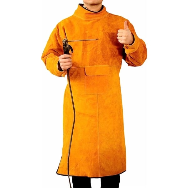 Ocean (2XL-120cm) Unisex svetsförkläde i kohud - gul med ärmar