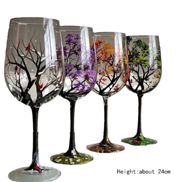 Four Seasons Tree Vinglass Sesongsglass VINTER VINTER winter