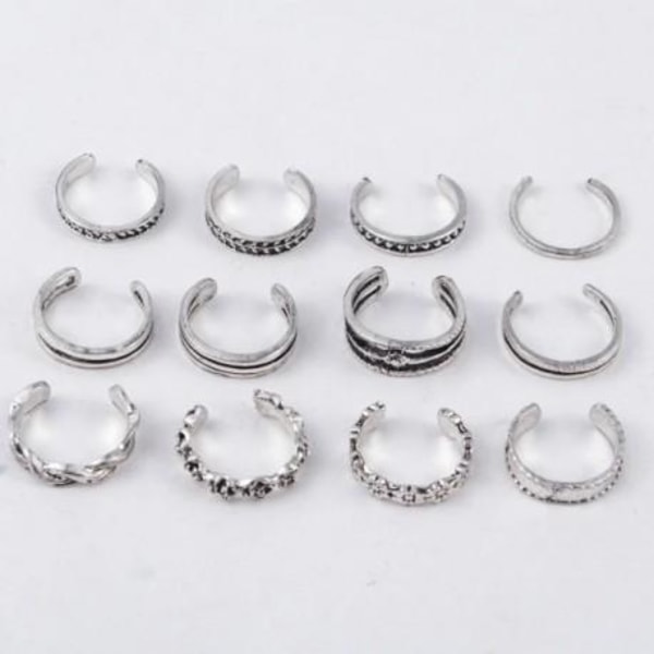 12-pack Boho Antik Ringar / Tåringar - Justerbara