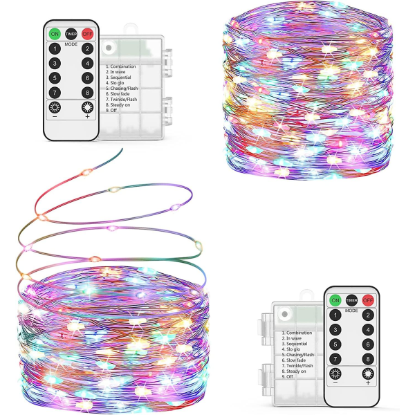 2 * 10m/200 LED batteridrevne lyslenker, denne julen