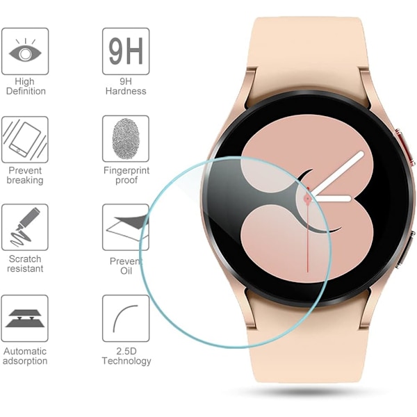 4-pack hærdet glas til Samsung Galaxy Watch 4 (40mm) skærmbeskyttelse til Galaxy Watch 4 (40mm) Smartwatch [2.5D 9H hårdhed] [ridsefast]