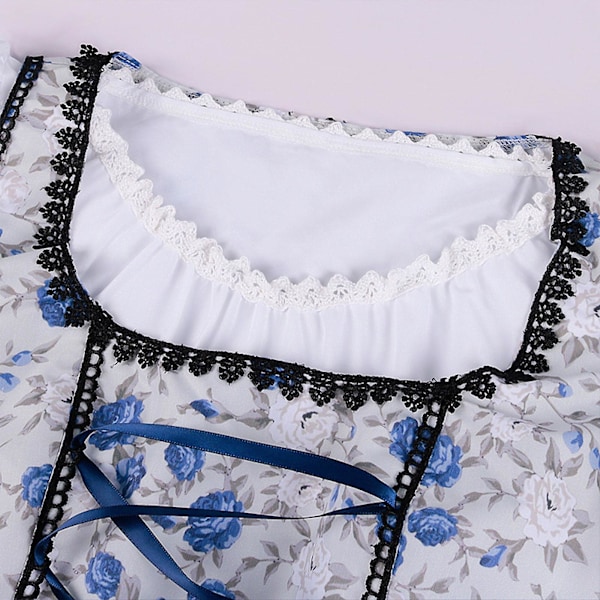 Oktoberfest-spetsmekko esiliinalla, perinteinen baijerilainen olutpuku, saksalainen Dirndl-juhlamekko sininen S Blue