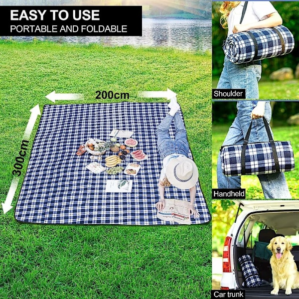 200X300cm Picknickfilt, Vikbar Isolerad Sandfri Vattentät Strandfilt-FA5-
