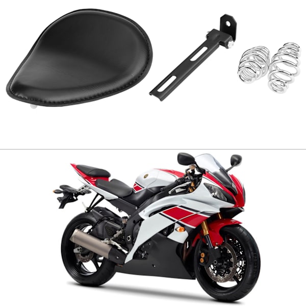 3\" Moottoripyörän musta nahkainen solo-satula jousikiinnityksellä Chopper Bobber Customille 0.3