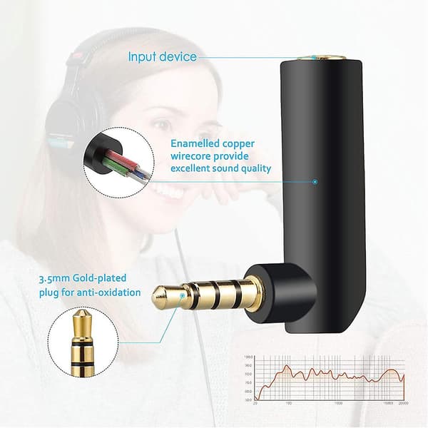 3,5 mm audiosovitin, suorakulmainen kuulokesovitin, naaras-uros 90 asteen aux-sovitin -FA-