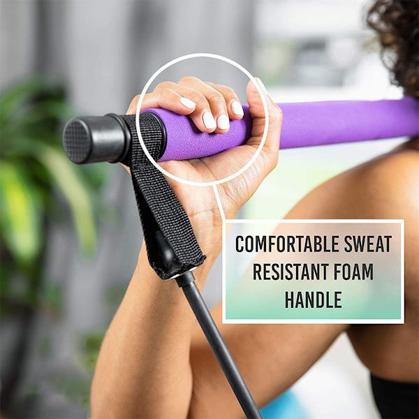 Pilates Bar Set Resistance Bands Justerbara Bands Träning Lila Purple