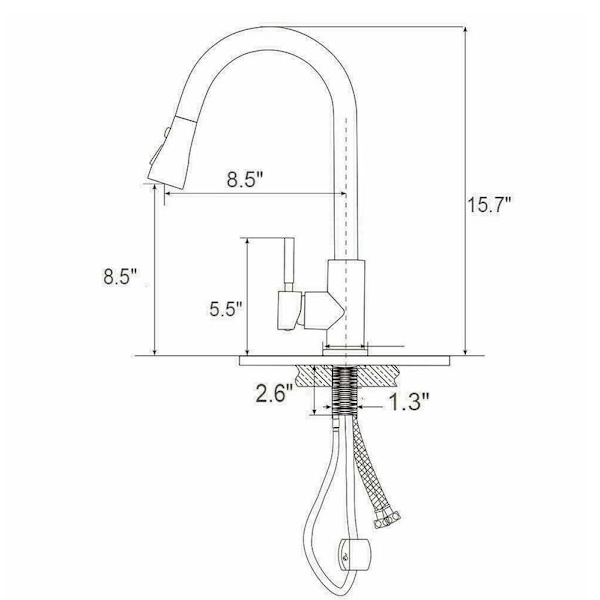 Køkkenarmatur med udtrækkelig spray - sort, 40x21,6CM, 1 stk