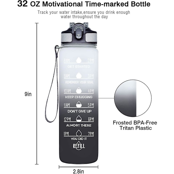 Udendørs Vandflaske Tid Markør 2l Motiverende Flaske Gi
