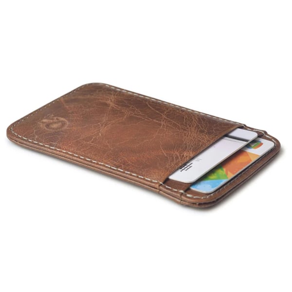 1 KPL Uusi retro aito nahkatasku Bank-ID-kotelo Tunn Smal vintage Herra Cash Pack Bussikorttikotelo Käsilaukku Gradient brown red