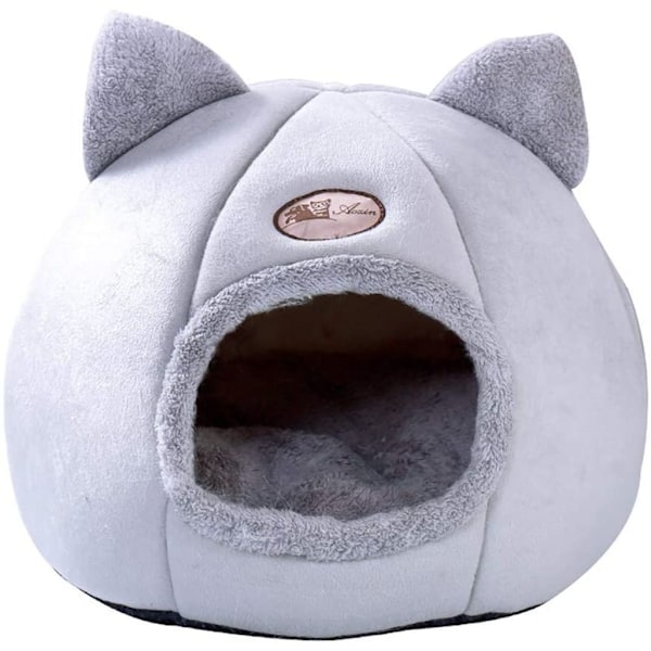 Kattgrotta katteseng koselig hule med avtagbar myk innerpute sovepose katt telt kattekurv dyreseng for soving for små til mellomstore katter