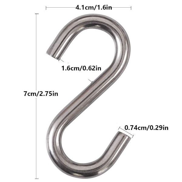 2 st Tunga S-krokar 2,75 tum Hängmatta Swing S-krokar S-formade