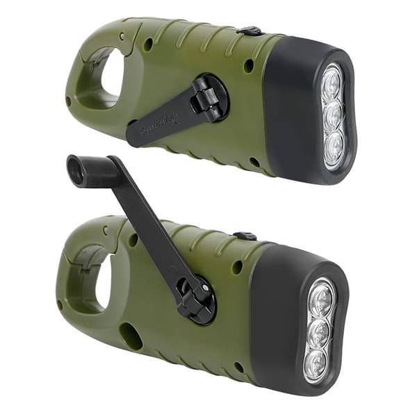 Portable Solar Powered LED Flashlight with Dynamo Crank for Camping, Mountaineering, and Tents 1 pc-FA-