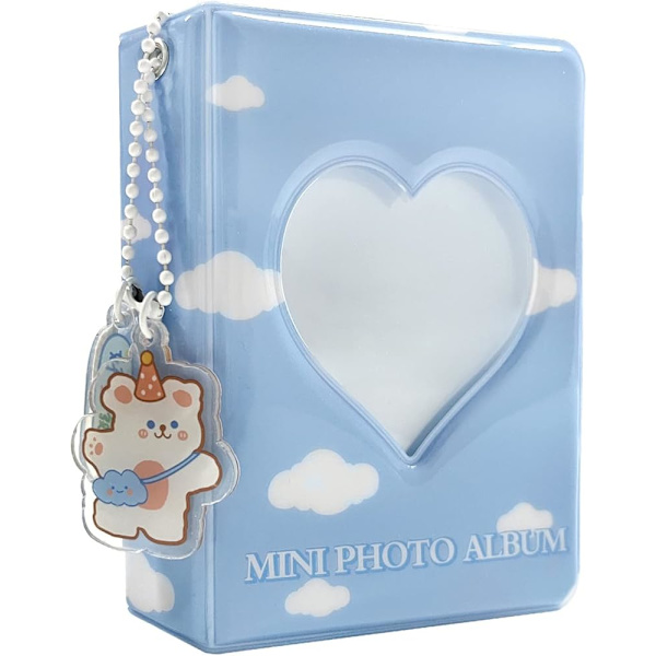 3\" Kpop fotokortalbum 3\" Mini fotoalbum Butterfly Love Heart Hollow 40 lommer Navnekortbok Fotofans Album med anheng