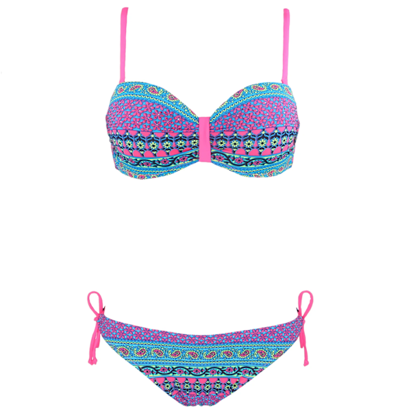 Dambikini Brasiliansk Push Up-badkläder Tribal Bandeau Blommig Diamant Randig Baddräkt Strandkläder Bikini MULTI S MULTI