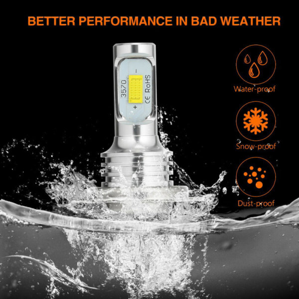 2ST H7 LED Bil Ettermonterte pærer DRL H4 frontlykter