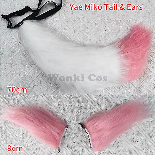 Genshin Impact Yae Miko Cosplay Kostume Kvinder Rosa Langt Hår Paryk Genshin Cosplay Kostumer Yae Miko Amulet Fuld Sæt XL