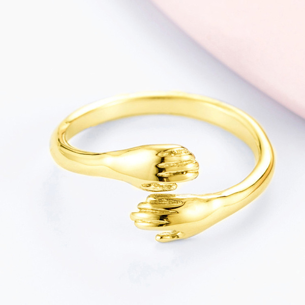 925 sterling hopea koru rakkaus halaus sormus retro muoti trend hopea yksi koko Gold