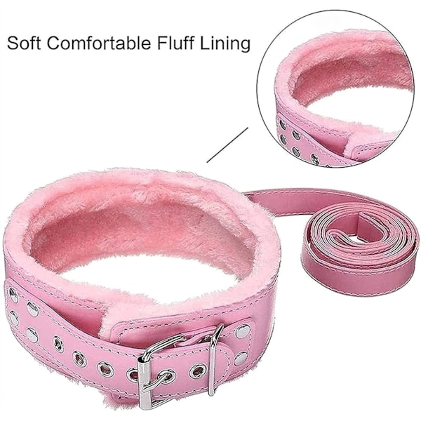 7-delars set läderbondage-kit för vuxna - handbojor/piskor/bollgag/rep/halsband