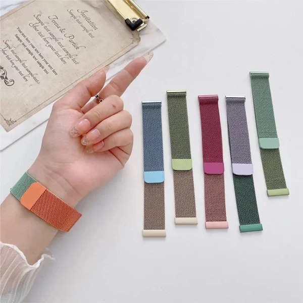 20mm/22mm Milanese armband för Amazfit GTS/4/2/2e/3/GTS2 Mini/GTR 47mm/GTR 4/3/ Pro Metallarmband Amazfit bip /U/S/lite rem Oliv 22mm Olive