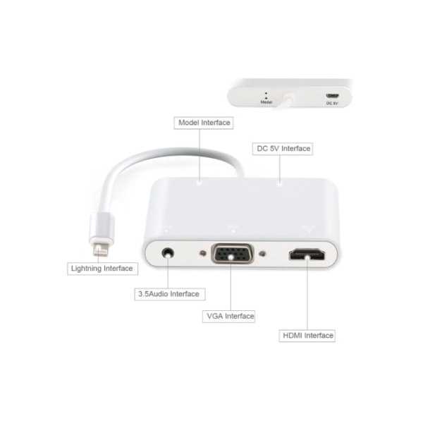 Lightning till HDMI / VGA-adapter med ljud