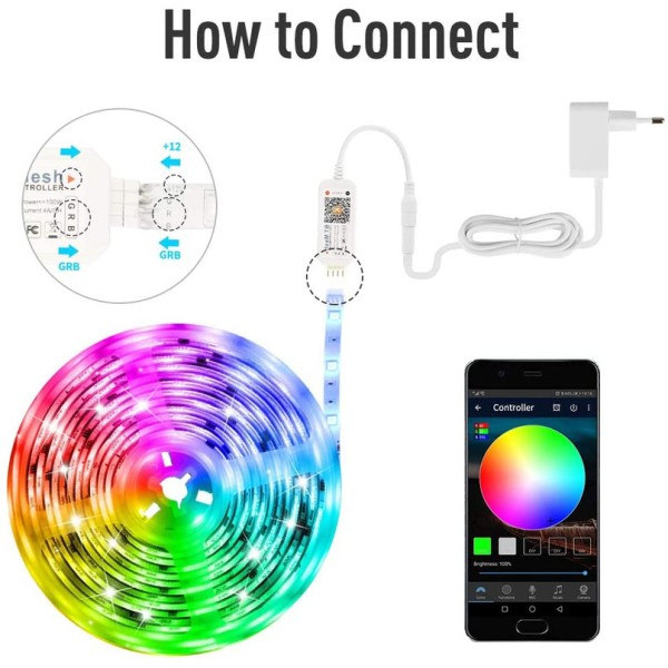 LED-nauha RGB LED-nauhat väriä vaihtava LED-valosilmukka 5m