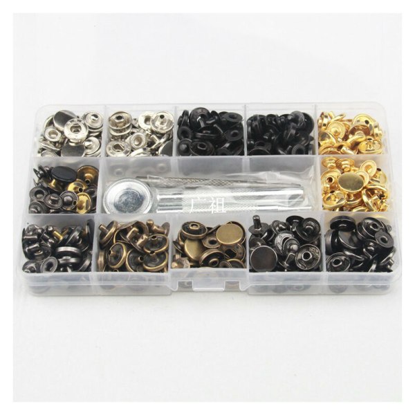 Snap Clasps Kit, 120pcs Metal Snaps Set med hulltang og 4p