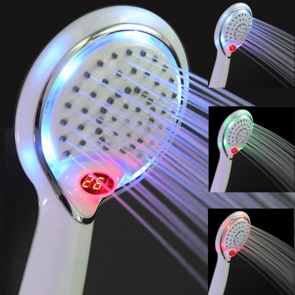 LED-duschhuvud, LED-duschhuvud handdusch, 3 färger Temperatu