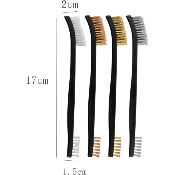 Rostfri borste, 9 stycken liten mässingsborste mini stålborste