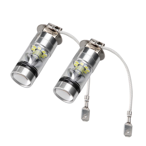 2 stk H3 6000K 100W LED 20-SMD Høy Effekt Dimkjøring DRL Pærer HID