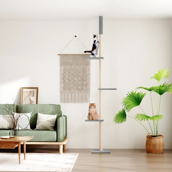 vidaXL Golv-till-tak klösträd ljusgrå 267,5-297,5 cm Grå 6050