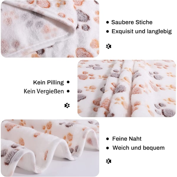 Hundefilt Kattefilt Vaskbar og fluffy 3-pak myk varm fleece-dyrefilt for små mellomstore hunder Katter Kjæledyrteppe Sovematte for seng sofa Pote