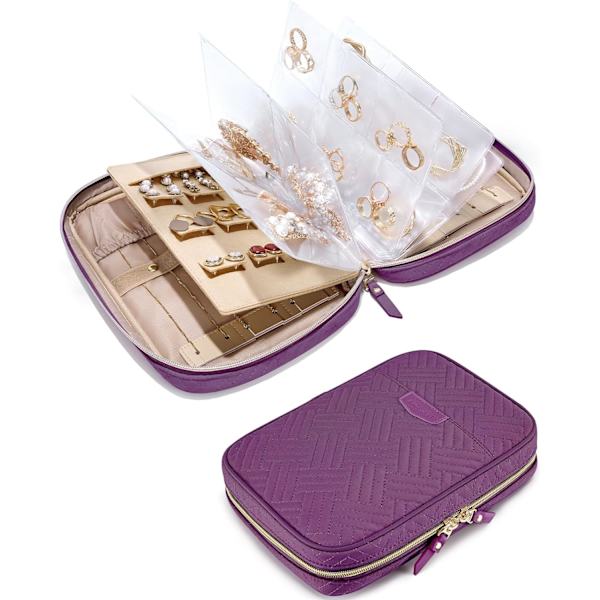 Organizer Väska Transparent Smycken Förvaring Bok Ringpärm Smycken Väskor Clear Booklet Dragkedja Väska För Halsband