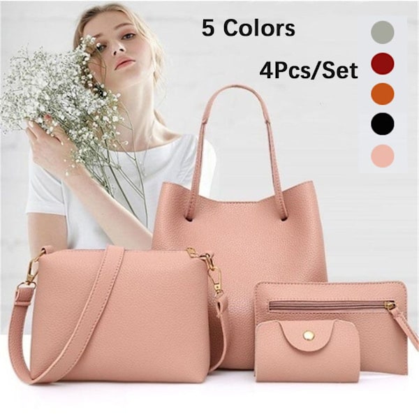 4 st/ Set PU Läder Handväska Cross Body Väskor GRÅ grey