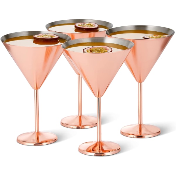 4 Eleganta Rostfria Roséguld Martini Cocktailglas