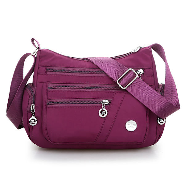 6 farver vandtæt nylon Mode kvinder enkel skuldertaske Purpl Purple one size