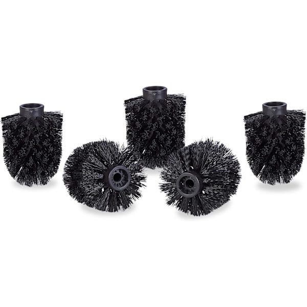 Toalettborsthuvud i set om 5, lösa toalettborstar 9,5 mm gänga, utbytesborsthuvud diameter 9 x 7 cm