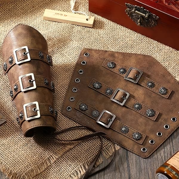 Viking Håndledsbeskytter PU Læder Middelalder Cosplay Scenerekvisit Par 1 Pair
