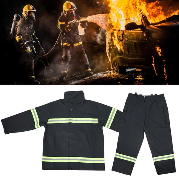 Flame Retardant Clothing Fireproof Heat Resistant Firefighter Protective Reflective Jacket Trousers L-FA-